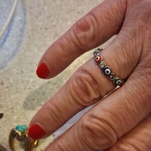 Evil Eye Silver Ring Size 7